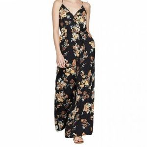 xhilaration jumpsuit black floral sleeveless